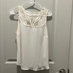 LC Lauren Conrad Elegant White Sleeveless Top with Lace Detail